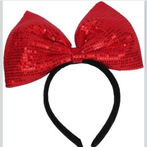 Sparkling Red Sequin Bow Headband Disney Minnie Mouse Inspired OS